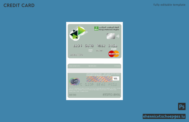 Beispielvorschau der Mastercard-Debitkarte der algerischen Nationalbank (BNA)